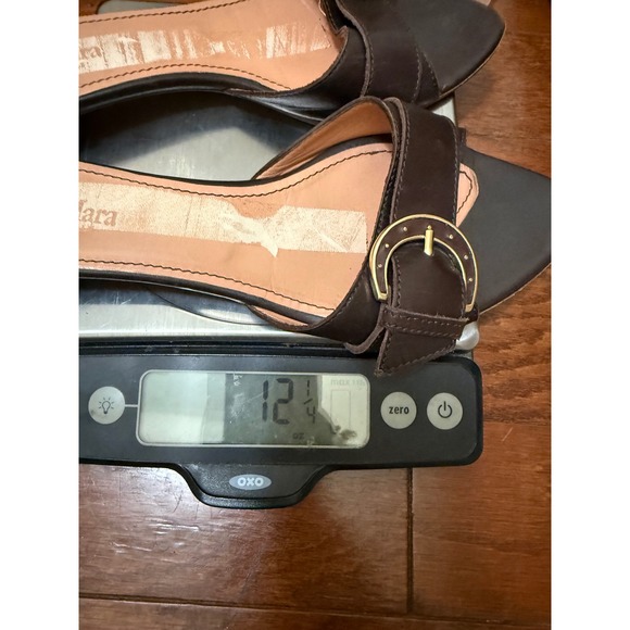 Max Mara Brown Leather Buckle Pointed Toe Slide Sandals Made in Italy Size 38.5 - Picture 5 of 5